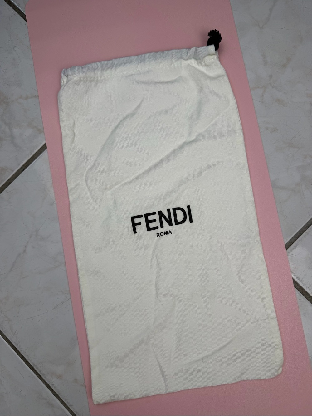 Fendi White Drawstring Dust Bag with Black Logo